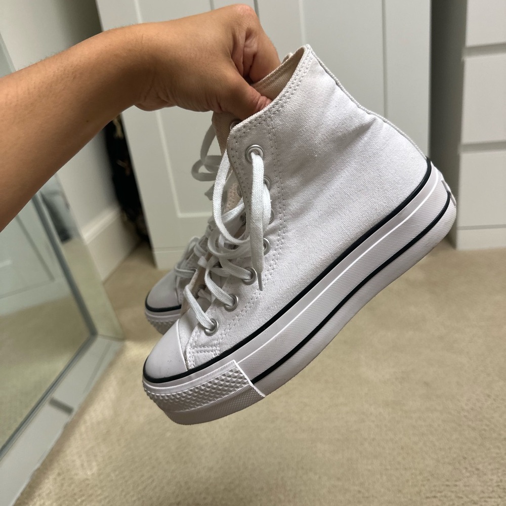 Converse White Platform High-Top Sneakers